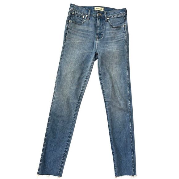Madewell Ladies Size 26 10 Inch High Rise Skinny Blue Jeans Stretch Raw Hem - Picture 1 of 5
